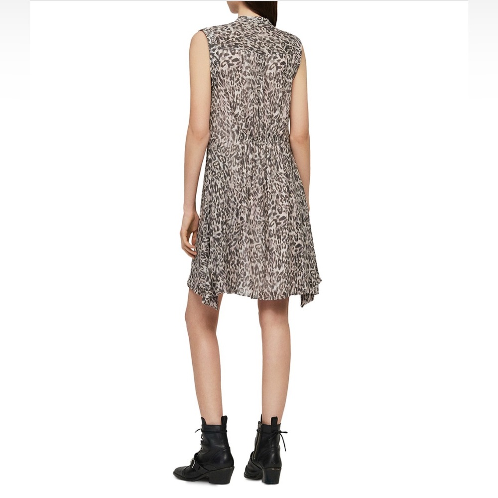All Saints Clari Kara Leopard Print Mini Dress - Size Large - Picture 3 of 10